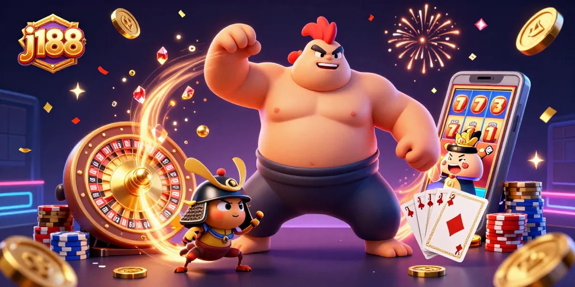 Experience thrilling moments at j188 with an intense 3D casino scene featuring sumo champions and epic wins.